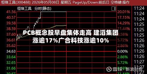 PCB概念股早盘集体走高 建滔集团涨逾17%广合科技涨逾10%
